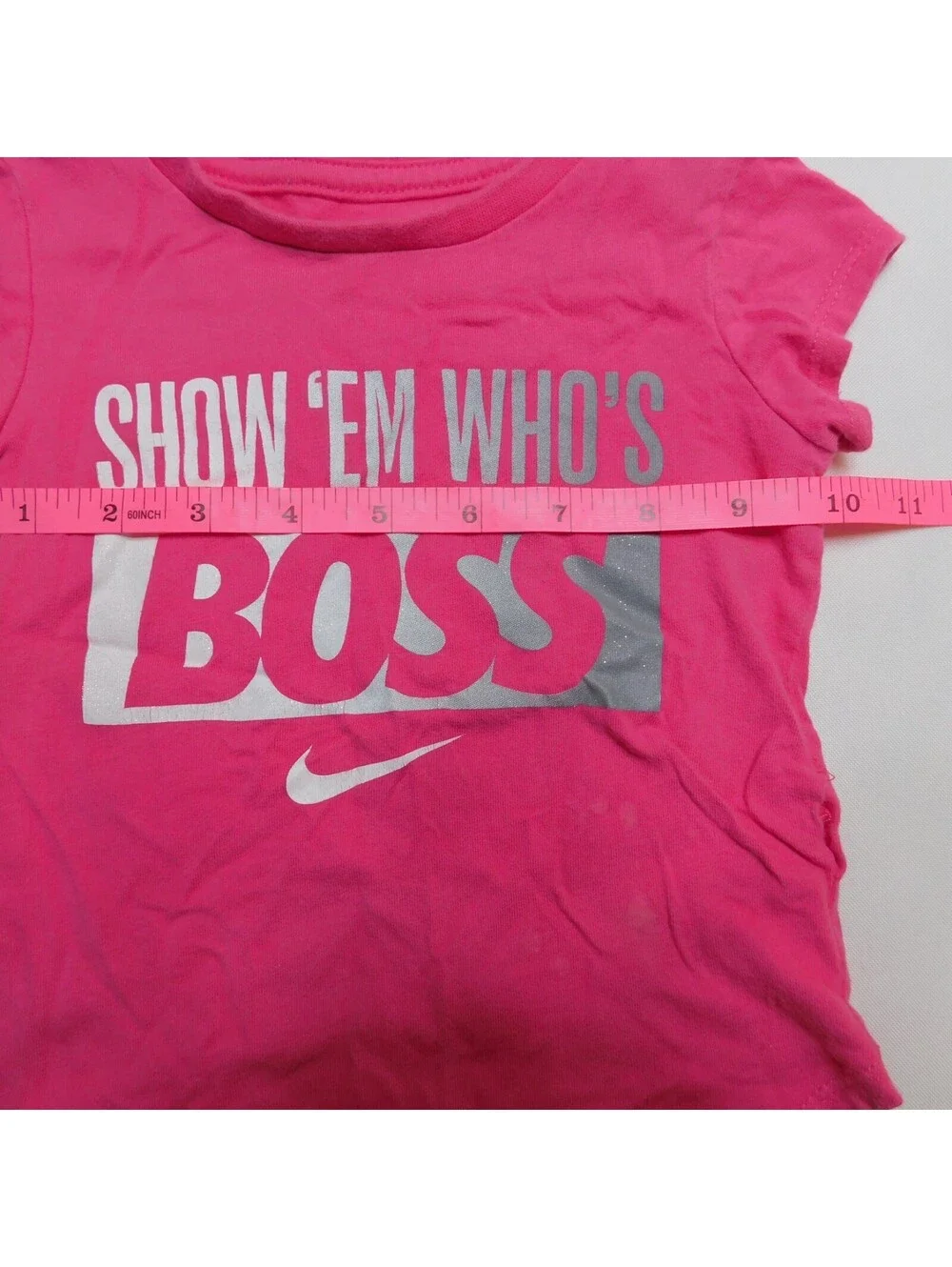 Nike Toddler Girls Pink Graphic T Shirt Size 2T Show Em Who's Boss Swoosh